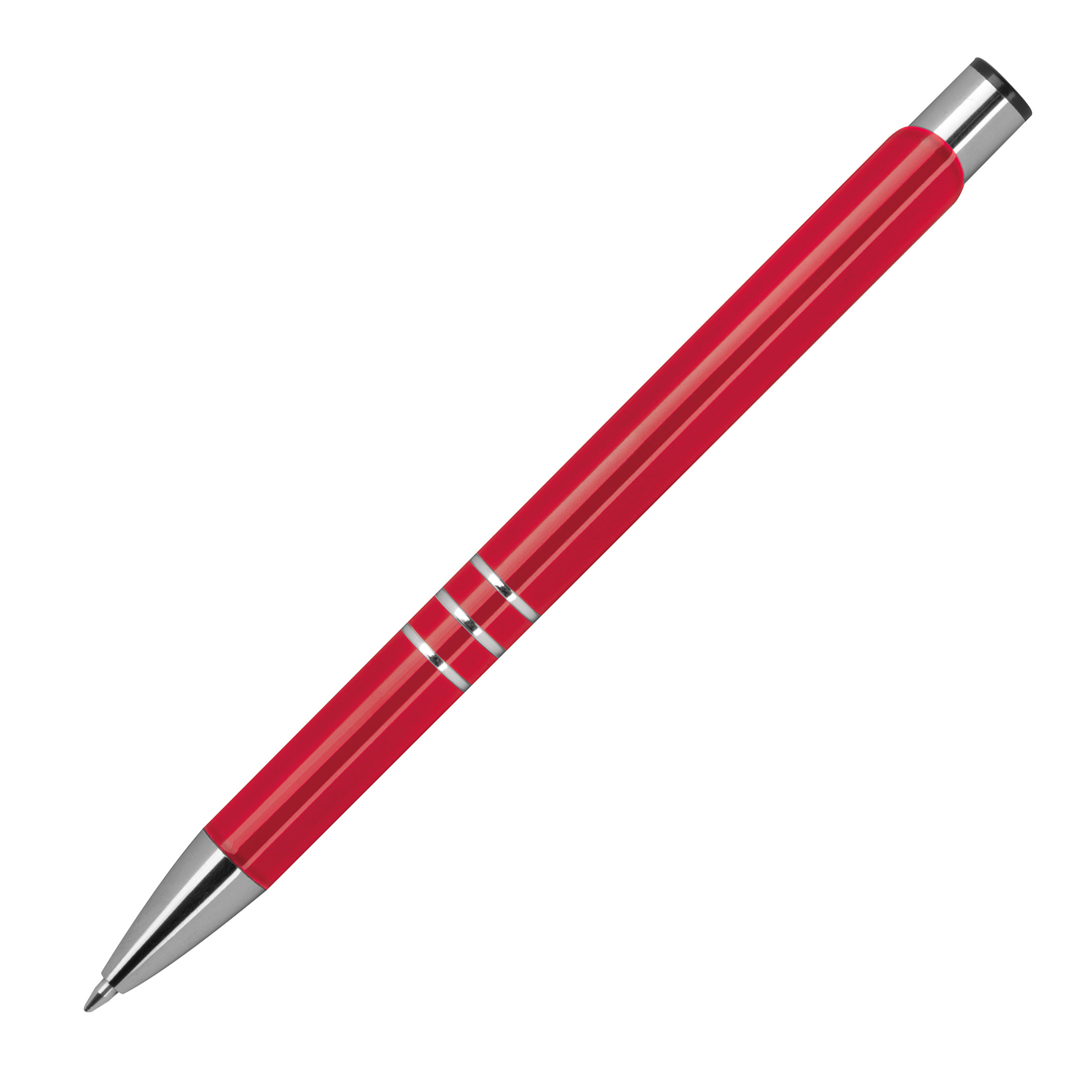 100 Kugelschreiber aus Metall mit Gravur / vollfarbig lackiert / rot (matt