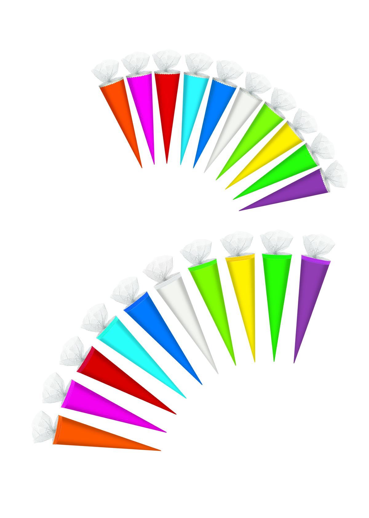 9 Farben Bastelschultüte farbig 70 cm